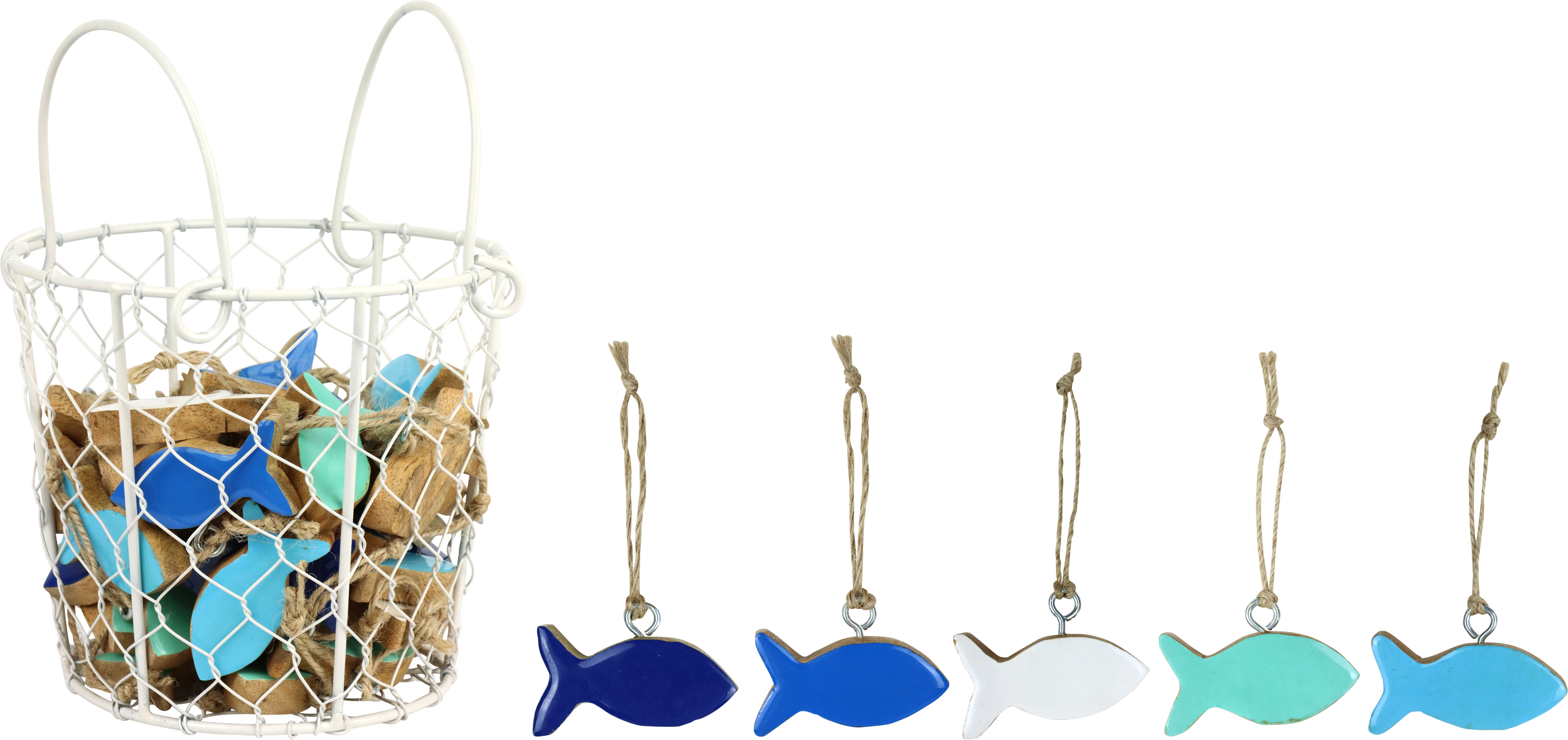 3491 HOLZHÄNGER FISCHE  IM KORB S/41