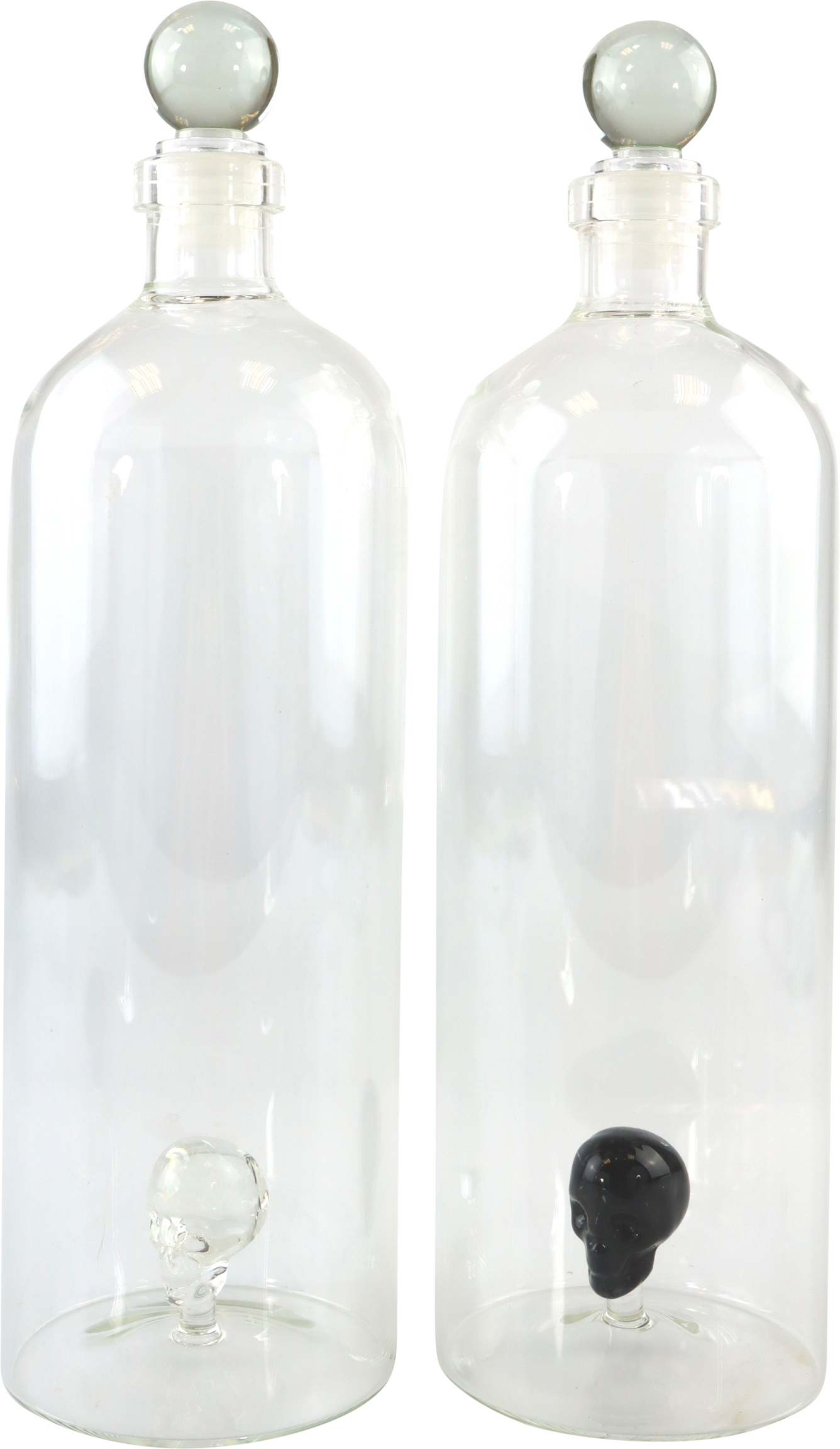 3935 GLASBOTTLES SKULL SIP  S/2