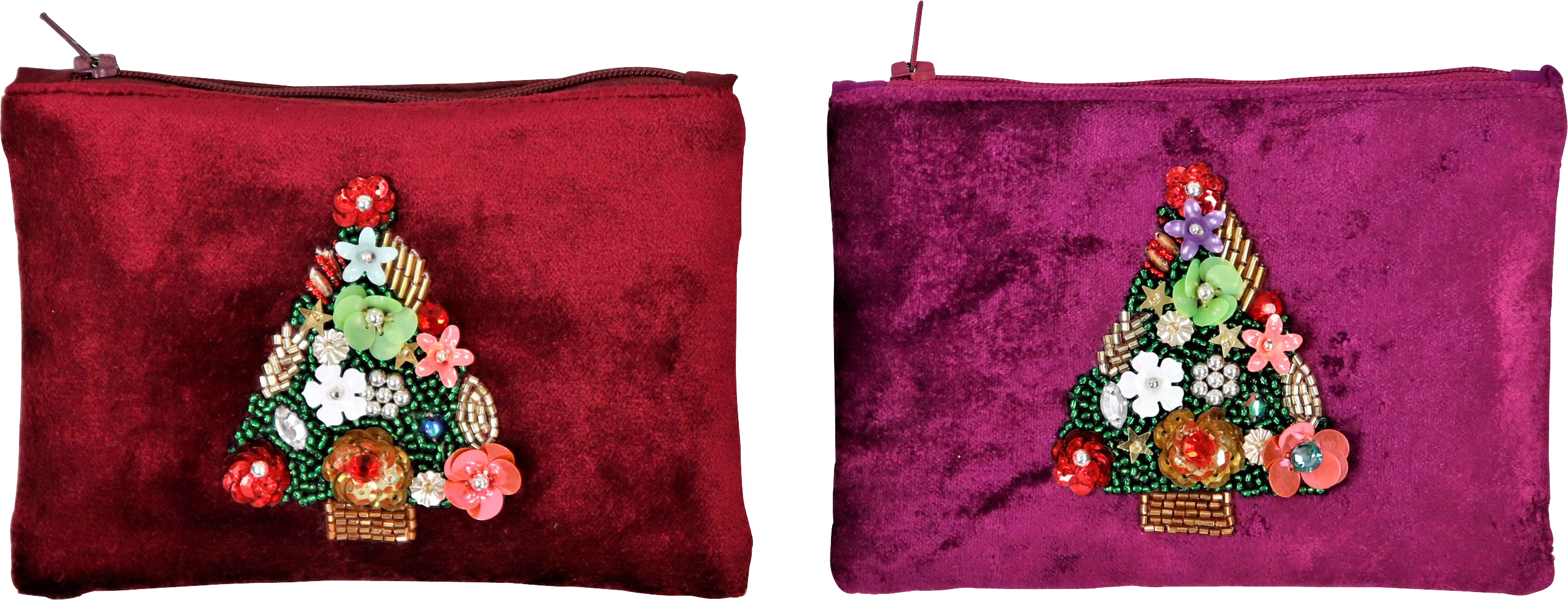 4712 VELVET POUCH CHRISTMAS TREE  S/2
