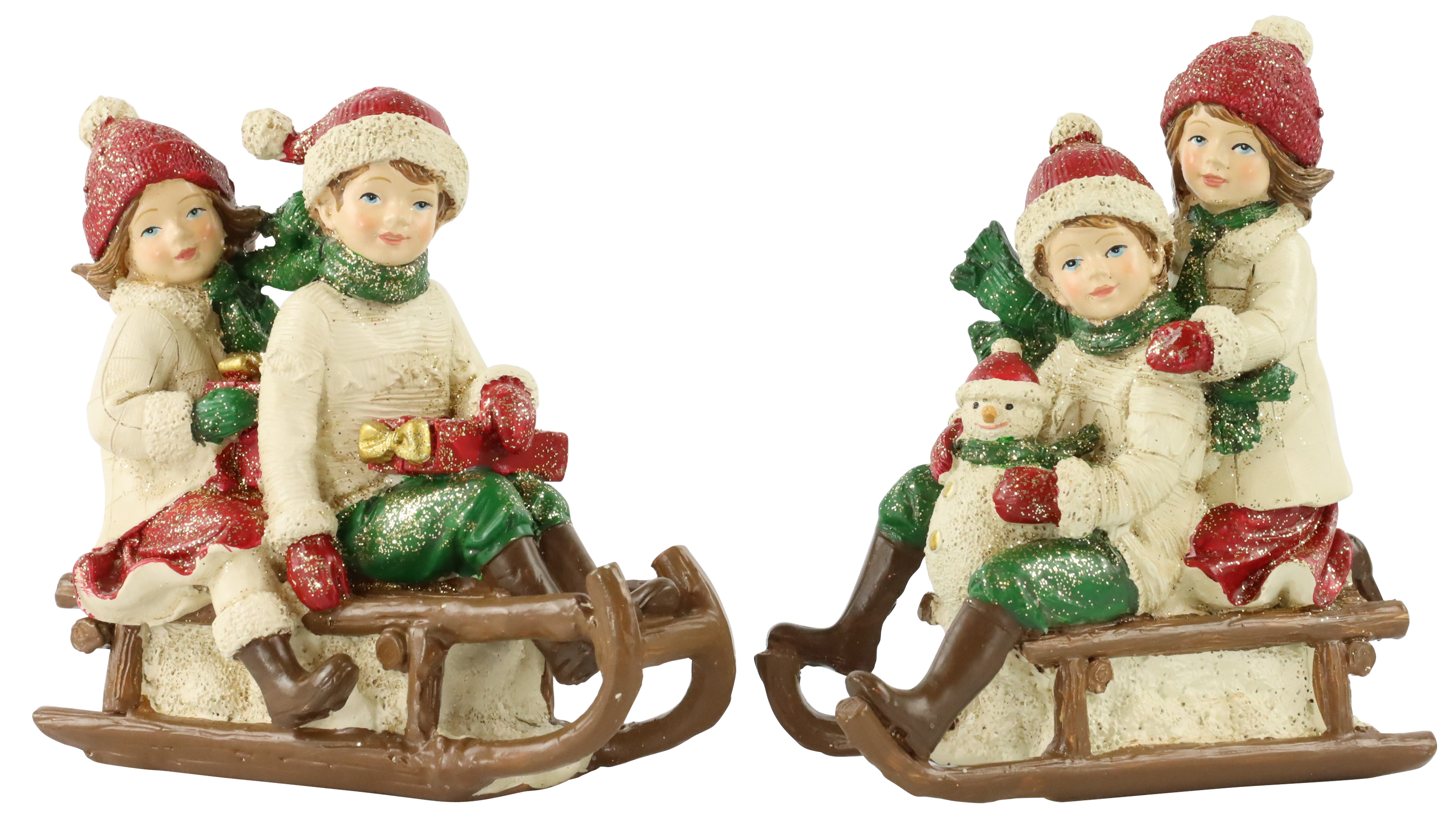 5009 FIGUREN SCHLITTENKINDER  S/2