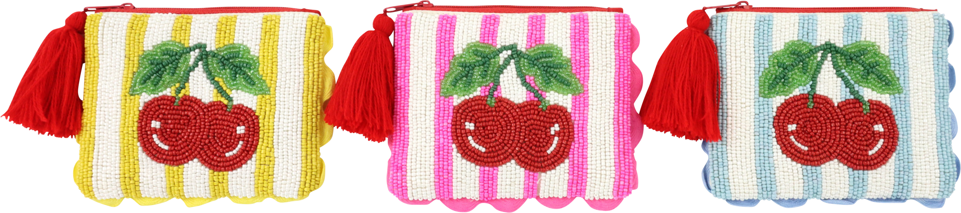 5401 BEADED BAGS CHERRY  S/3