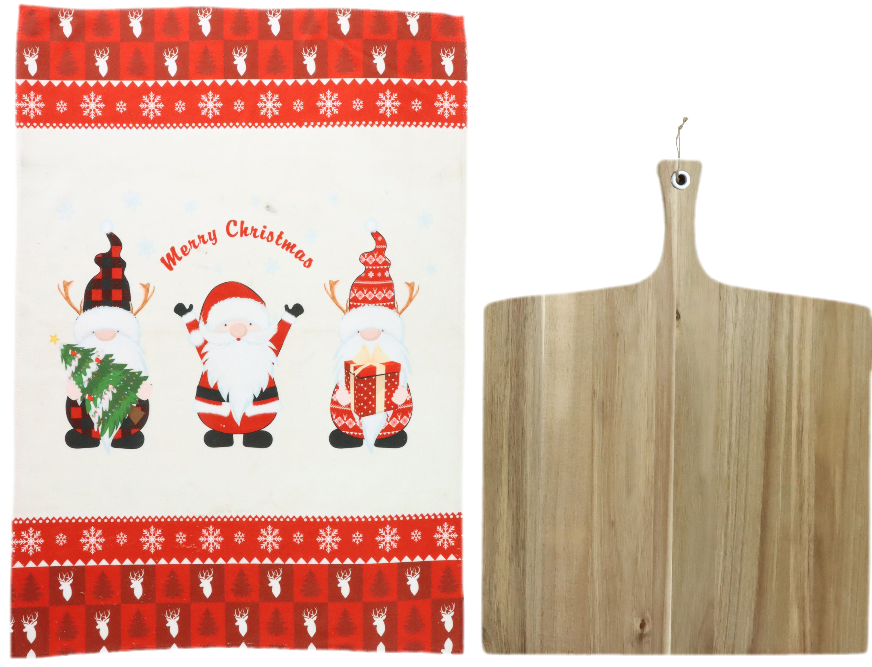 6413 WOODEN BOARD WITH KITCHENTOWEL S/2