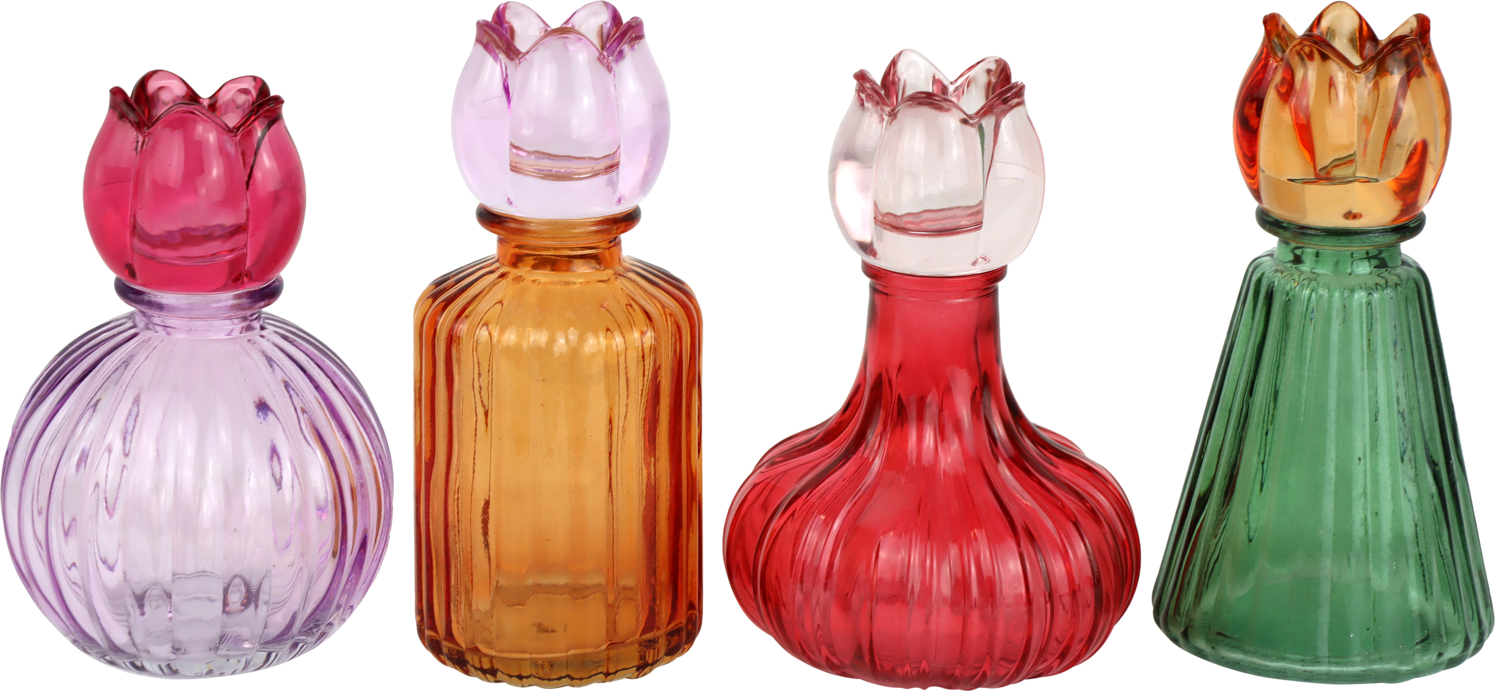 6484 KERZENLEUCHTER FLORA FLAME  S/4