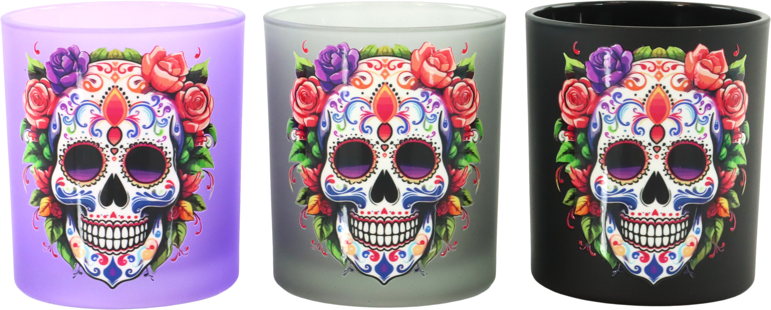 6527 VOTIVES SKULL IN BLOOM  S/3