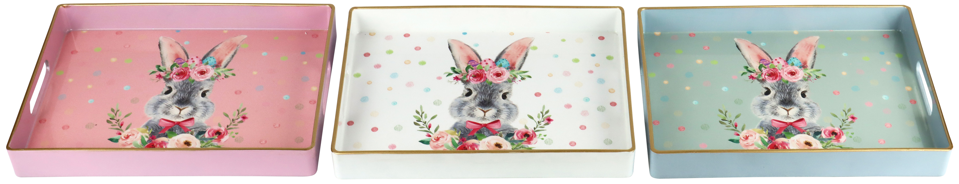 7027 TABLETTS FLORAL RABBIT  S/3