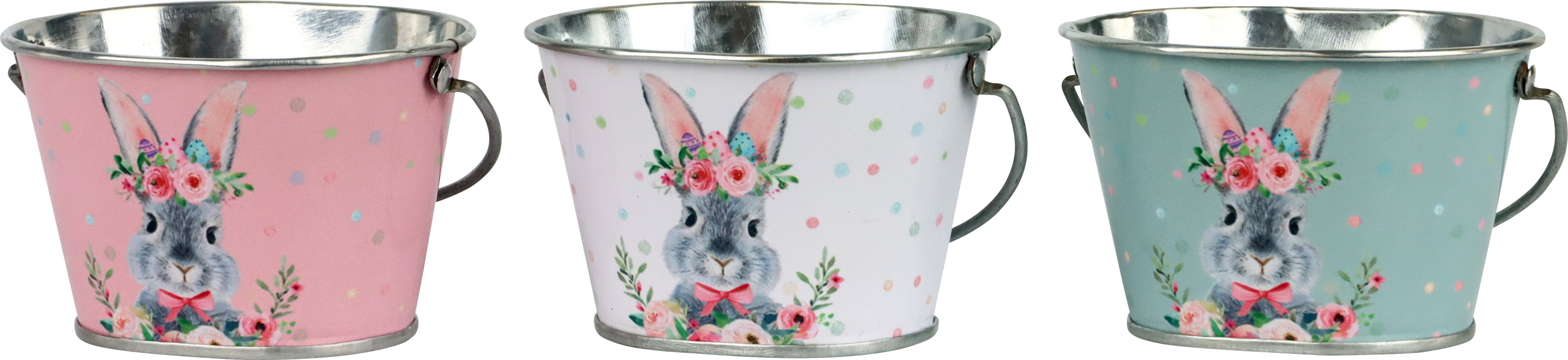 7073 EIMERCHEN FLORAL RABBIT  S/3