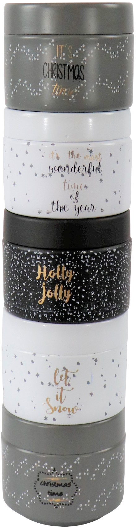 7316 TIN TOWER HOLLY JOLLY  S/5