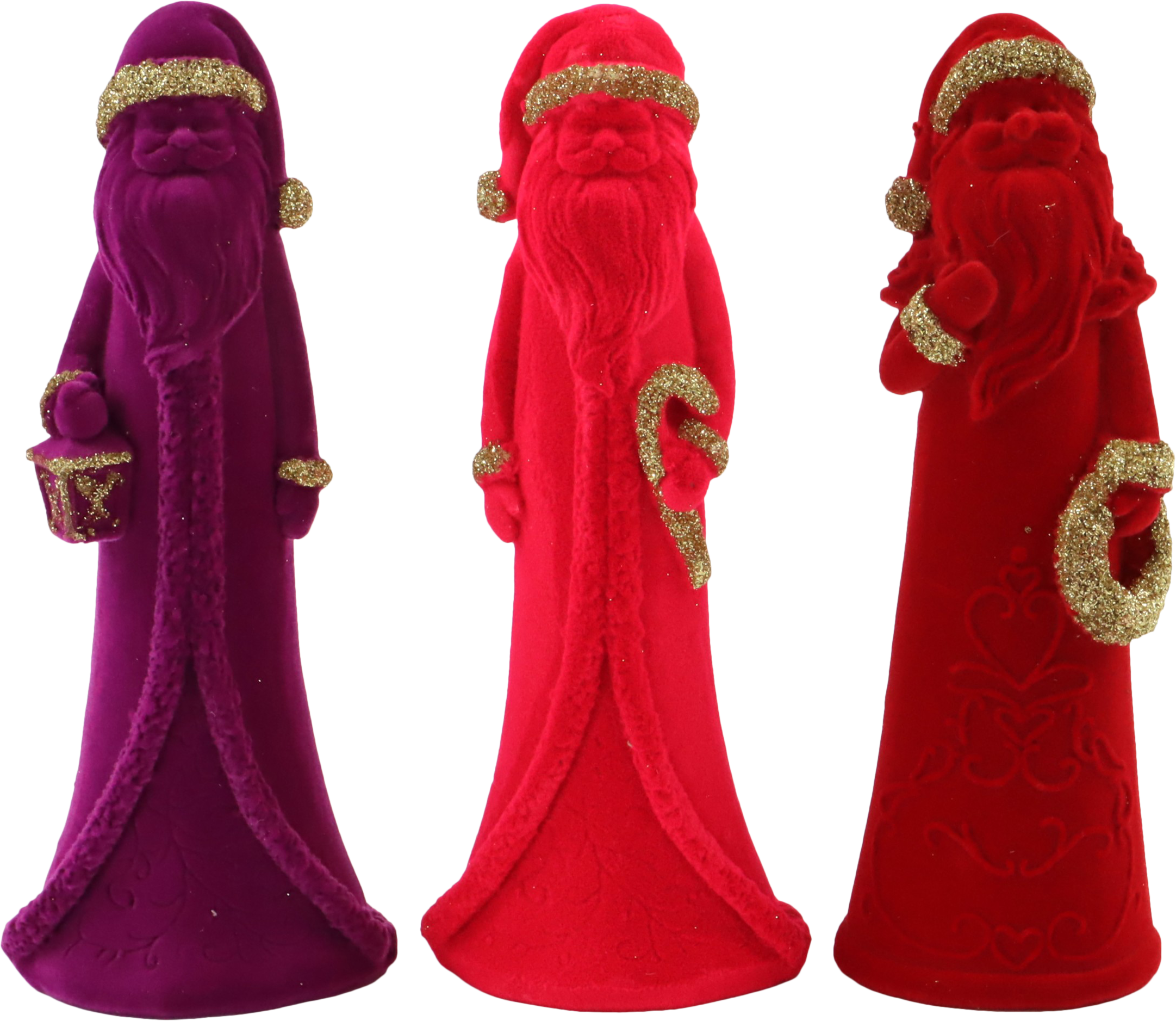 7673 SANTA CLAUS VELVET WONDERS  S/3