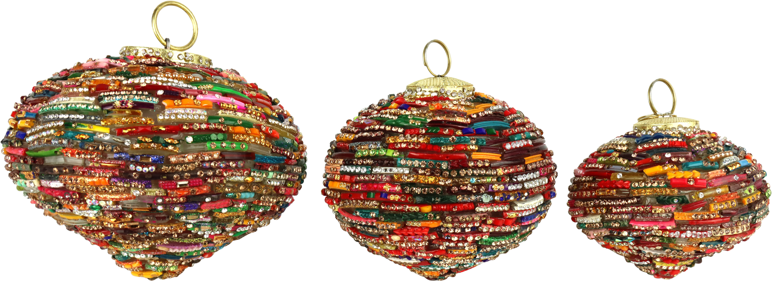 9168 GLASS ORNAMENTS RUBY  S/3