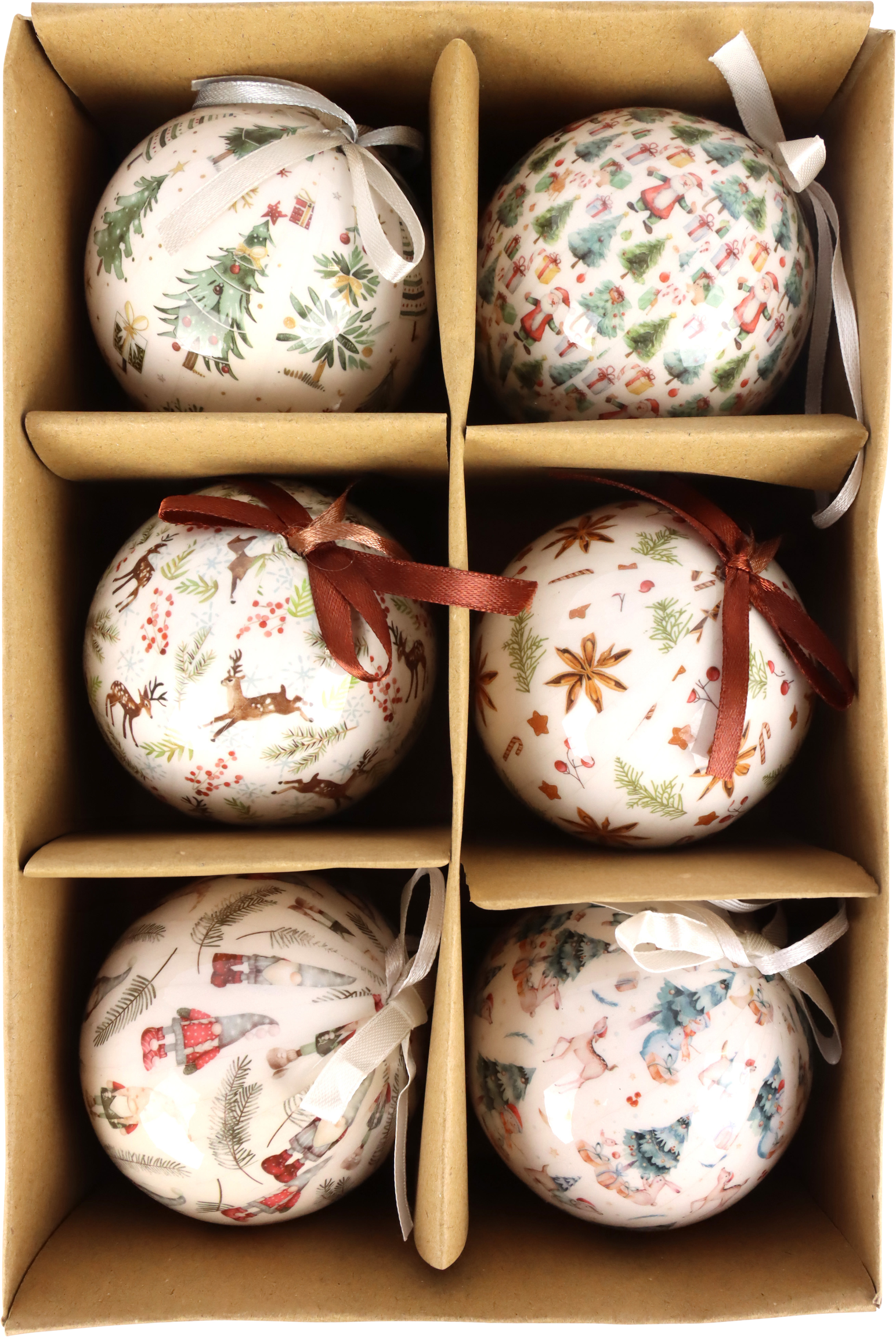 9414 XMAS BALLS WOODLAND CHRISTMAS  S/6