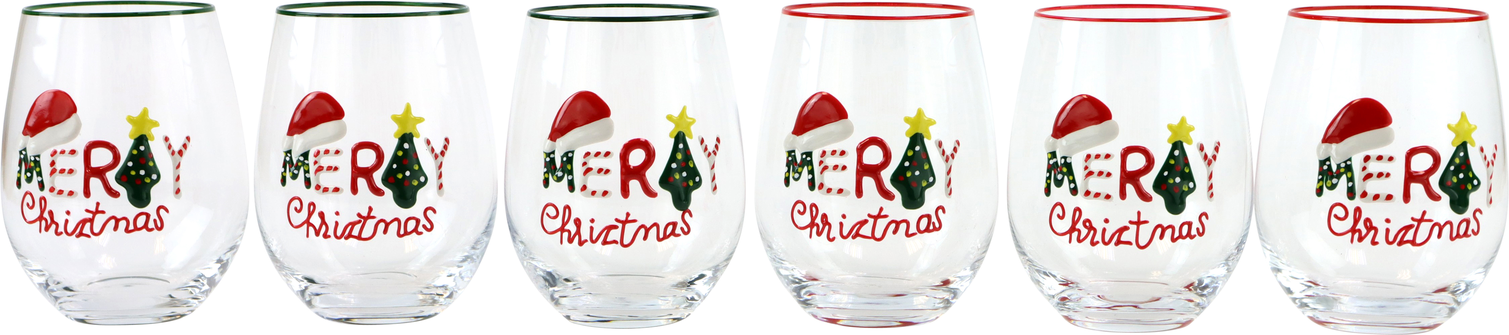 9634 GLASSES MERRY CHRISTMAS  S/6